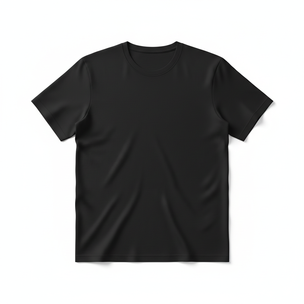Plain black t-shirt on white background