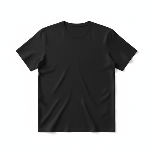 Plain black t-shirt on white background